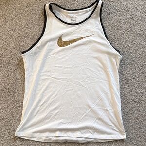 Nike White Tank with Gold Swoosh